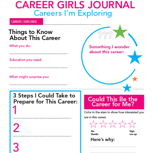 Career Exploration Journal Printable Activity page