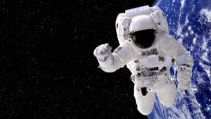 Astronaut working in outer space