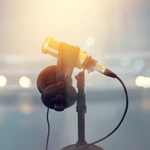 Announcer Career Image of microphone on stage