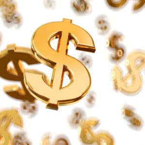 Explore careers in Finance Career Cluster image of gold dollar signs floating against a white background