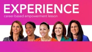 Diverse women role models smiling beneath the words Work Experience