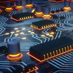 Computer Scientist circuit board close-up