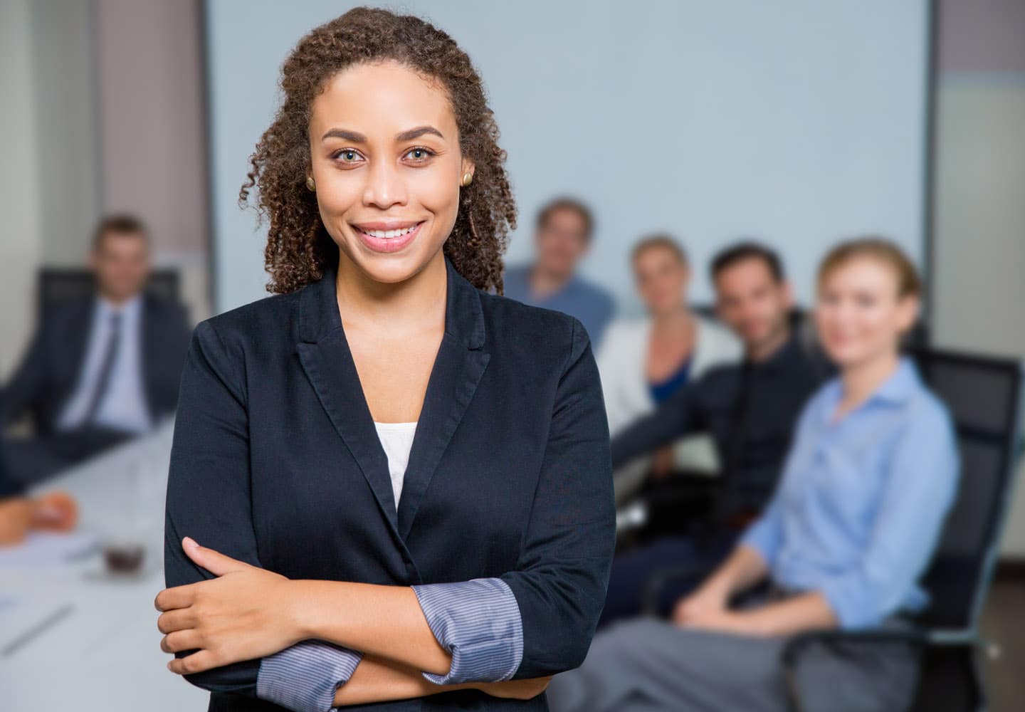Woman leading a business meeting