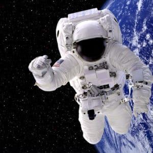 Astronaut working in outer space