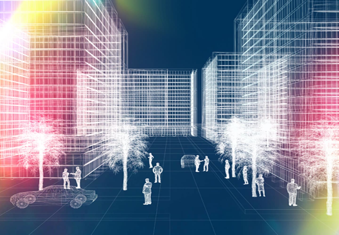 Computer graphic of urban scene