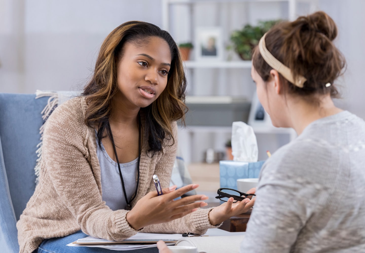School counselor speaking with a student