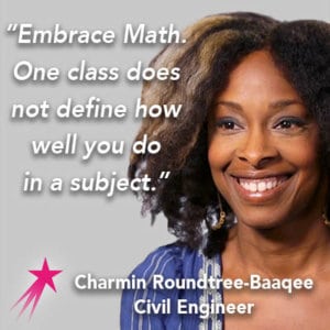 Embrace math. One class does not define how well you do in a subject. Charmin Roundtree Baaqee Motivational Mini-Poster