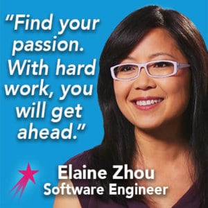 Find your passion. With hard work, you will get ahead. Elaine Zhou Motivational Mini-Poster