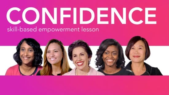Diverse women role models smiling beneath the word confidence