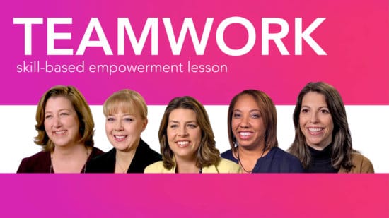 Diverse women role models smiling beneath the word Teamwork