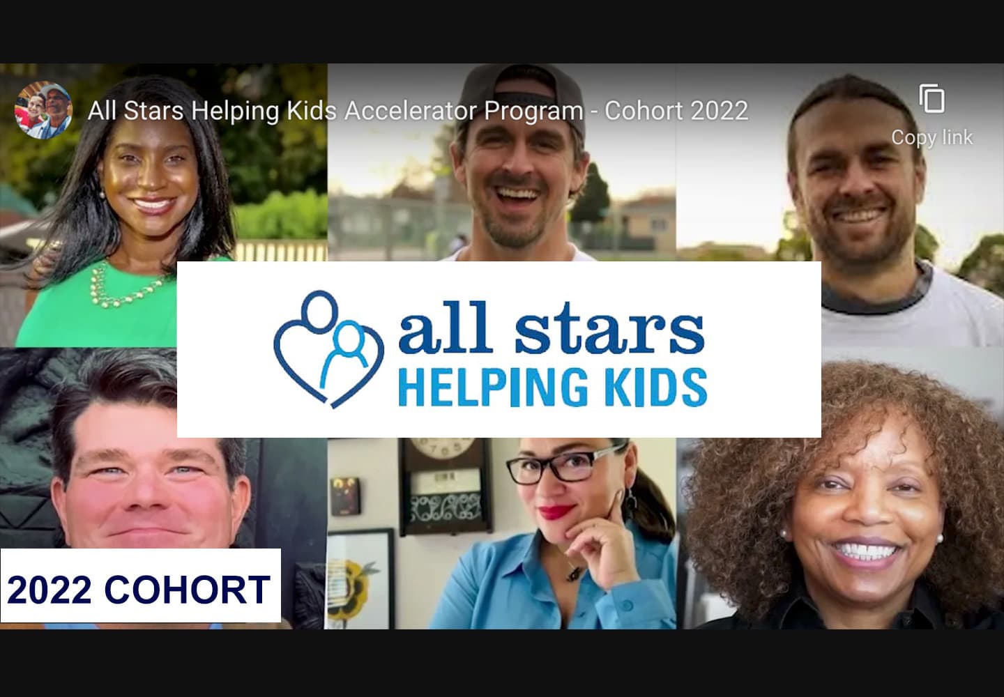 All Stars Helping Kids 2022 Cohort with six headshots of participants