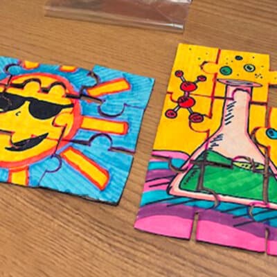 Make your own puzzle activity brightly colored examples