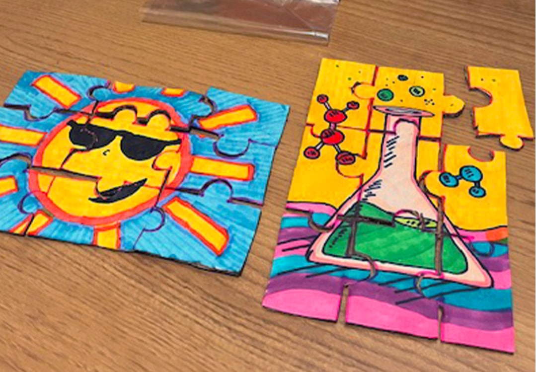 Make your own puzzle activity brightly colored examples