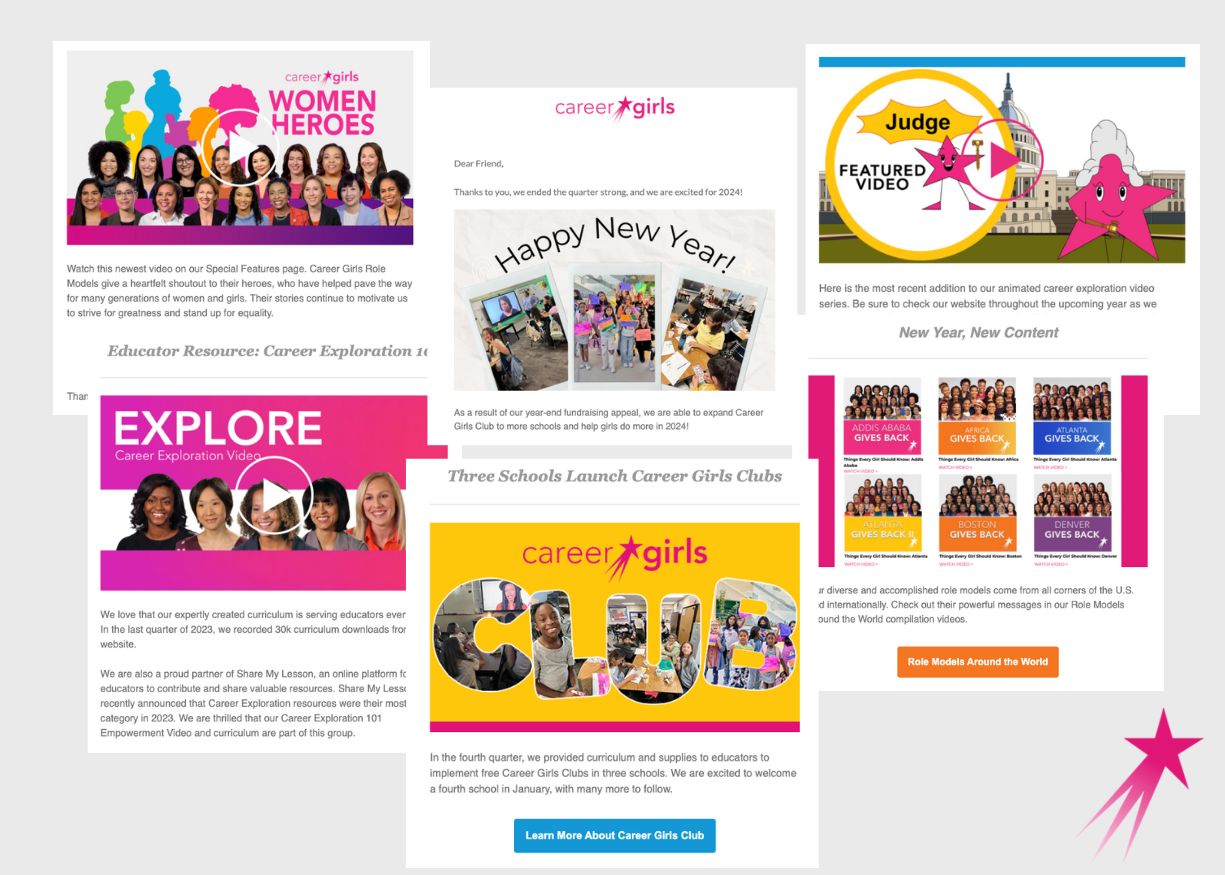 Each article displayed from the Career Girls 2023 Q4 newsletter