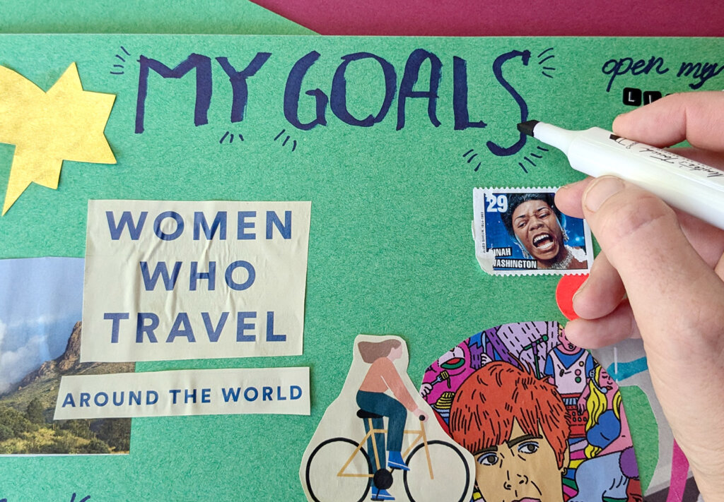 Vision Board step Group Activity for Girls with Setting the Bar High Excellence topic