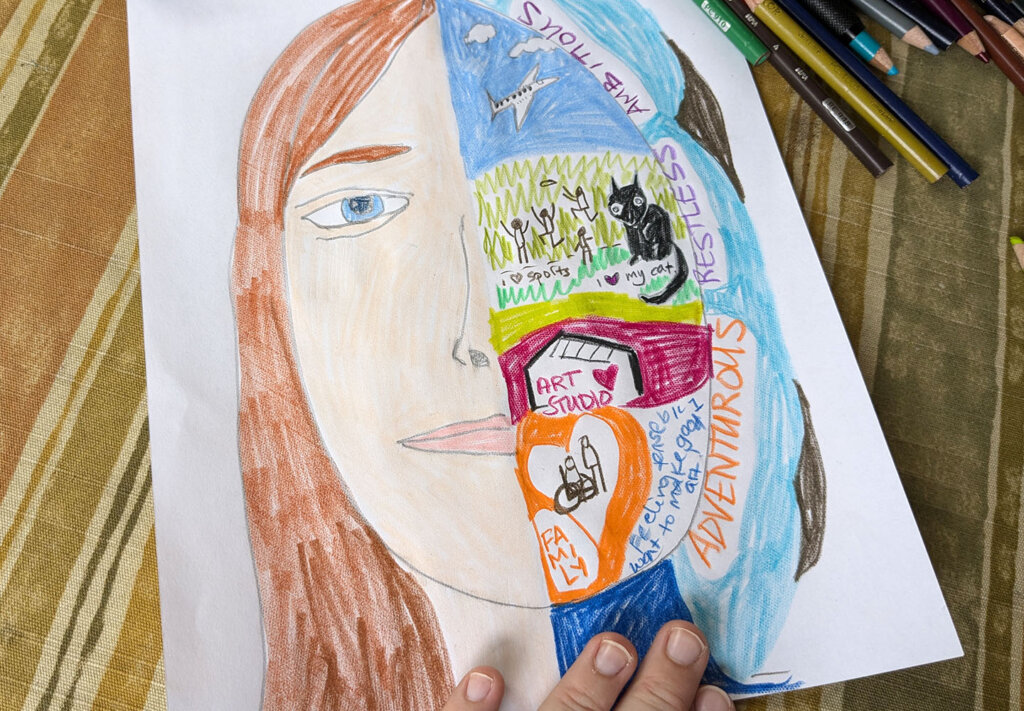 Build Your Personal Brand group Empowerment Activity - step 4 - draw iner self on right side