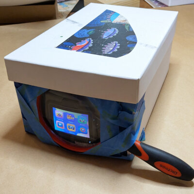 Movie Projector Activity for Exploring Technology Careers video - ready to point at blank wall and play movie