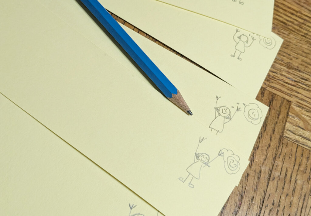 Flip Book Activity Step 3 Draw your story, with a small change, on the end of each card